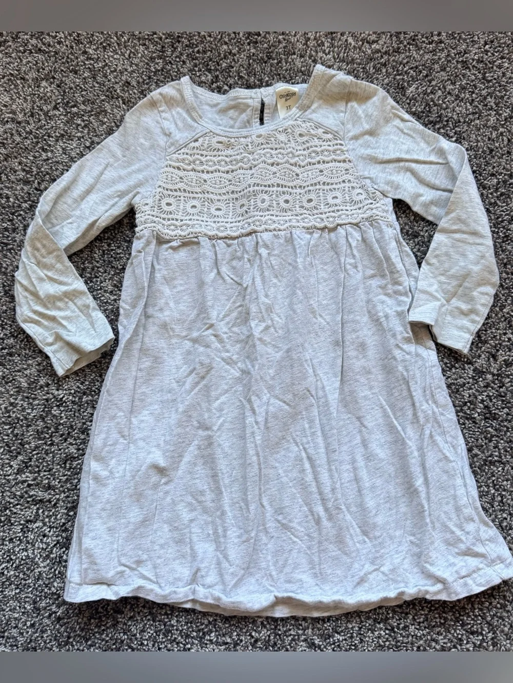 OshKosh B'gosh Cream Lace Yoke Long Sleeve Dress